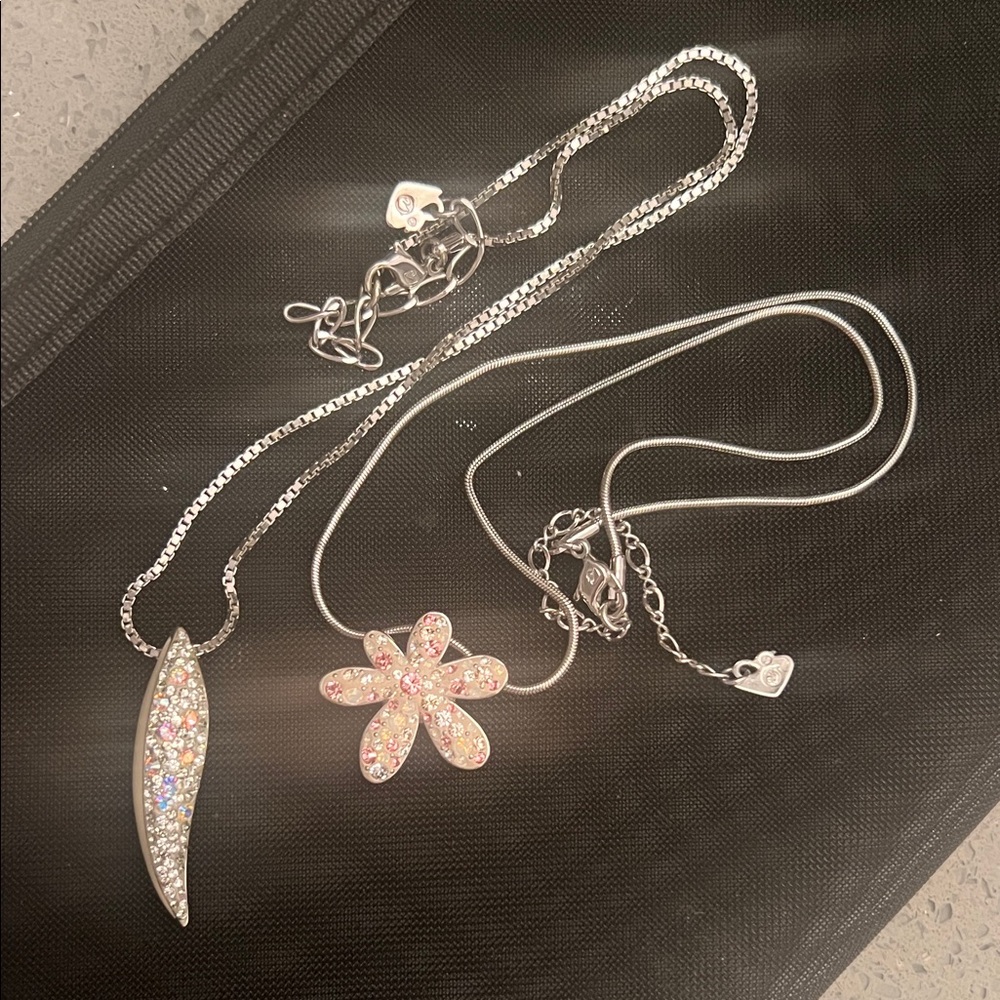 Swarovski Silver and Pink Crystal Necklaces